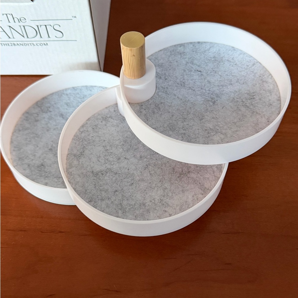 Elegant White and Gray Vanity Tray